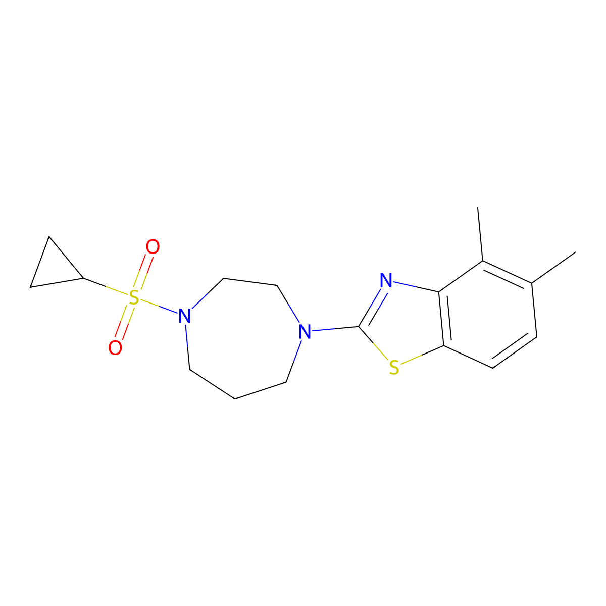2-[4-(Cyclopropanesulfonyl)-1,4-diazepan-1-yl]-4,5-dimethyl-1,3-benzothiazole molecular structure, CAS 2549034-52-6
