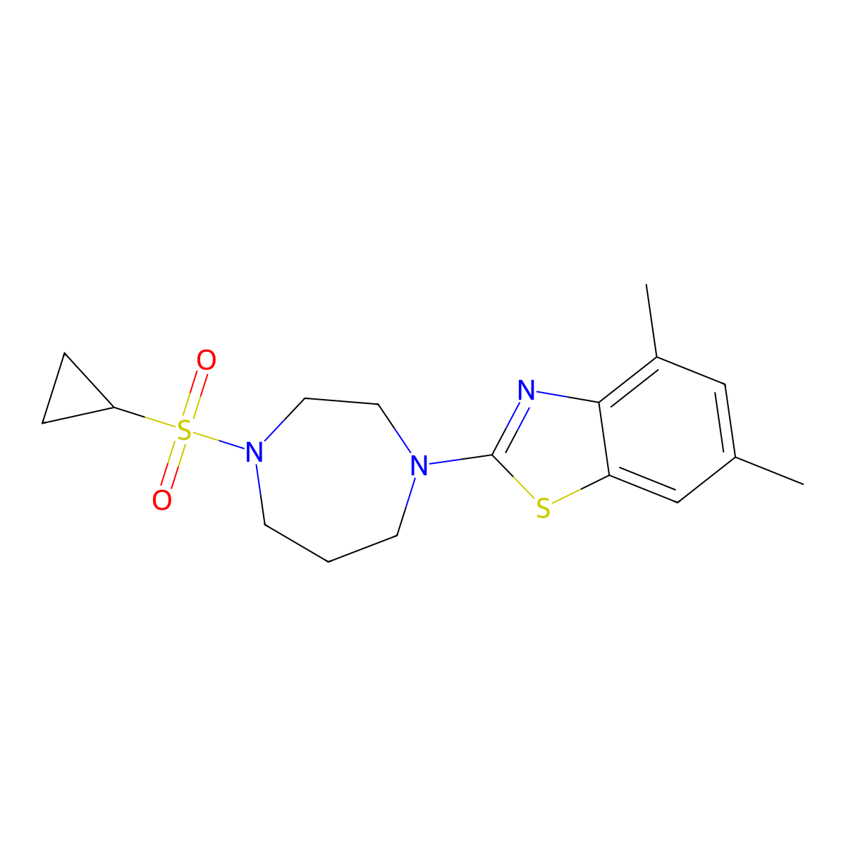 2-[4-(Cyclopropanesulfonyl)-1,4-diazepan-1-yl]-4,6-dimethyl-1,3-benzothiazole molecular structure, CAS 2549034-54-8