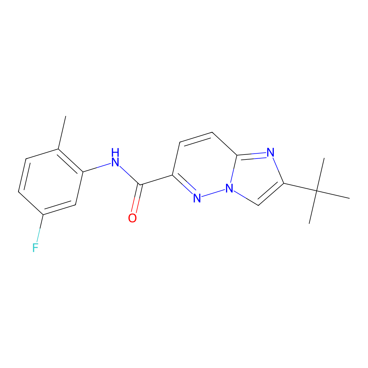 2-tert-butyl-N-(5-fluoro-2-methylphenyl)imidazo[1,2-b]pyridazine-6-carboxamide molecular structure, CAS 2549034-55-9
