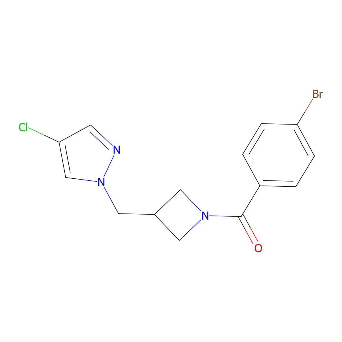 1-{[1-(4-bromobenzoyl)azetidin-3-yl]methyl}-4-chloro-1H-pyrazole molecular structure, CAS 2549034-56-0