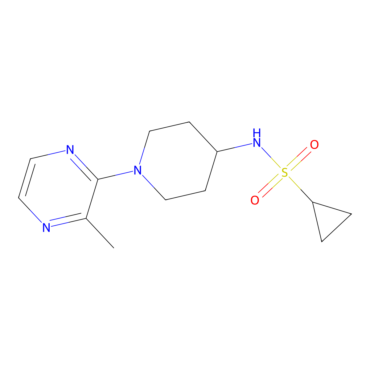 N-[1-(3-methylpyrazin-2-yl)piperidin-4-yl]cyclopropanesulfonamide molecular structure, CAS 2549034-58-2