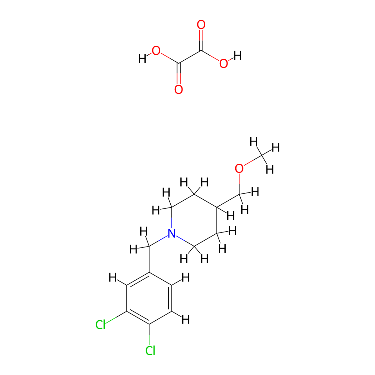 1-[(3,4-Dichlorophenyl)methyl]-4-(methoxymethyl)piperidine; oxalic acid molecular structure, CAS 2549034-77-5