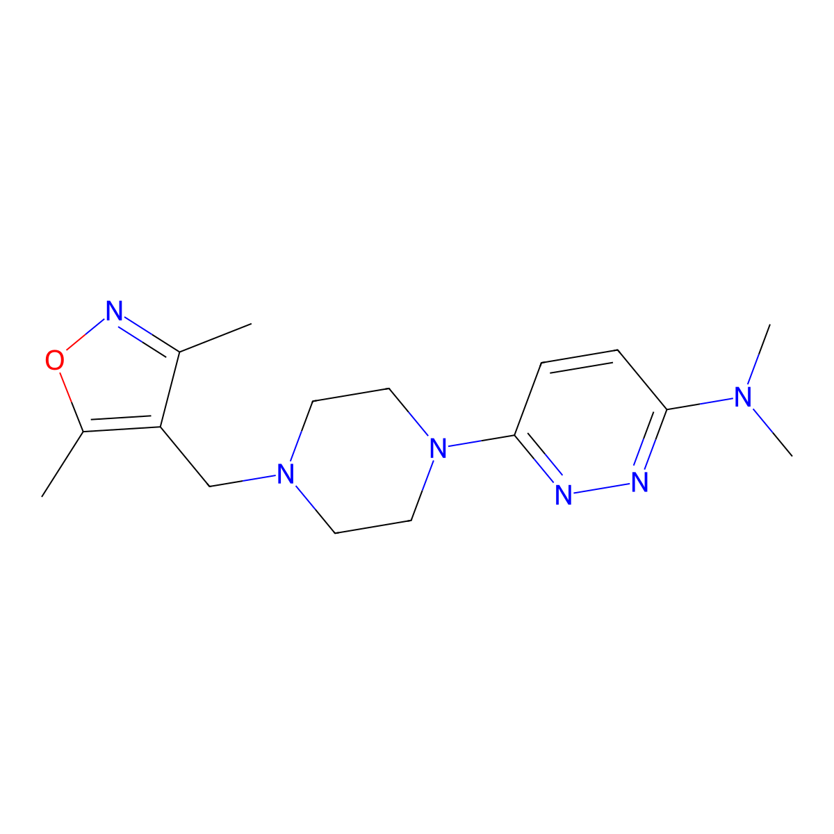6-{4-[(3,5-dimethyl-1,2-oxazol-4-yl)methyl]piperazin-1-yl}-N,N-dimethylpyridazin-3-amine molecular structure, CAS 2549034-78-6