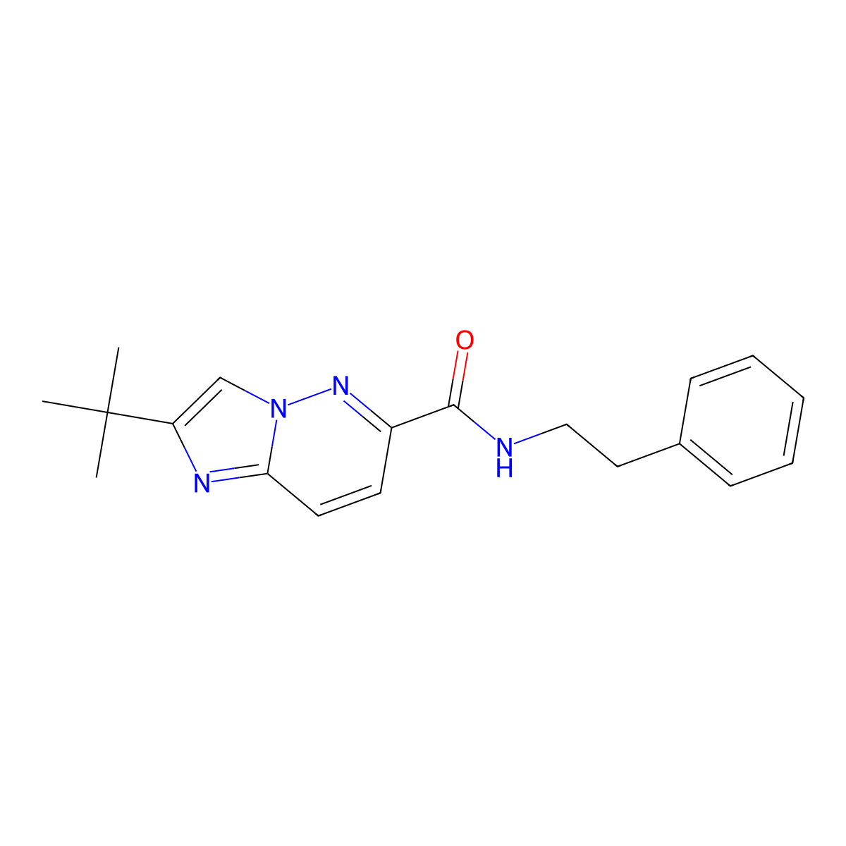 2-tert-butyl-N-(2-phenylethyl)imidazo[1,2-b]pyridazine-6-carboxamide molecular structure, CAS 2549034-79-7