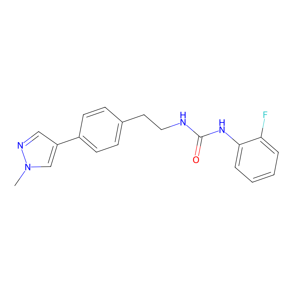 1-(2-fluorophenyl)-3-{2-[4-(1-methyl-1H-pyrazol-4-yl)phenyl]ethyl}urea molecular structure, CAS 2549034-86-6