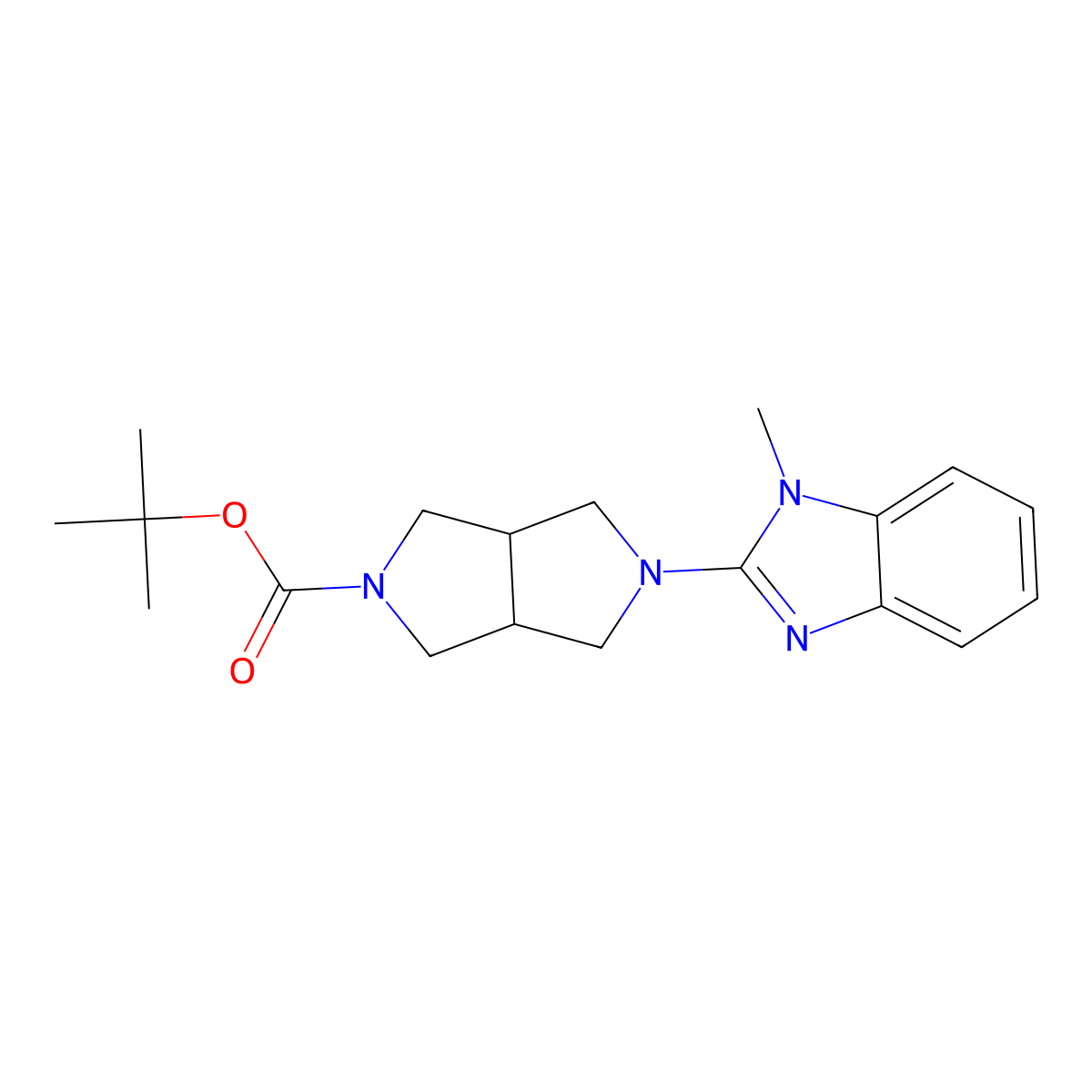 tert-butyl 5-(1-methyl-1H-1,3-benzodiazol-2-yl)-octahydropyrrolo[3,4-c]pyrrole-2-carboxylate molecular structure, CAS 2549034-88-8
