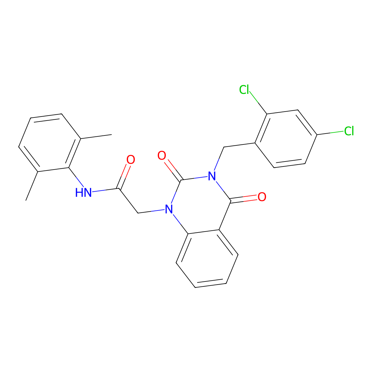 2-{3-[(2,4-dichlorophenyl)methyl]-2,4-dioxo-1,2,3,4-tetrahydroquinazolin-1-yl}-N-(2,6-dimethylphenyl)acetamide molecular structure, CAS 2549034-92-4
