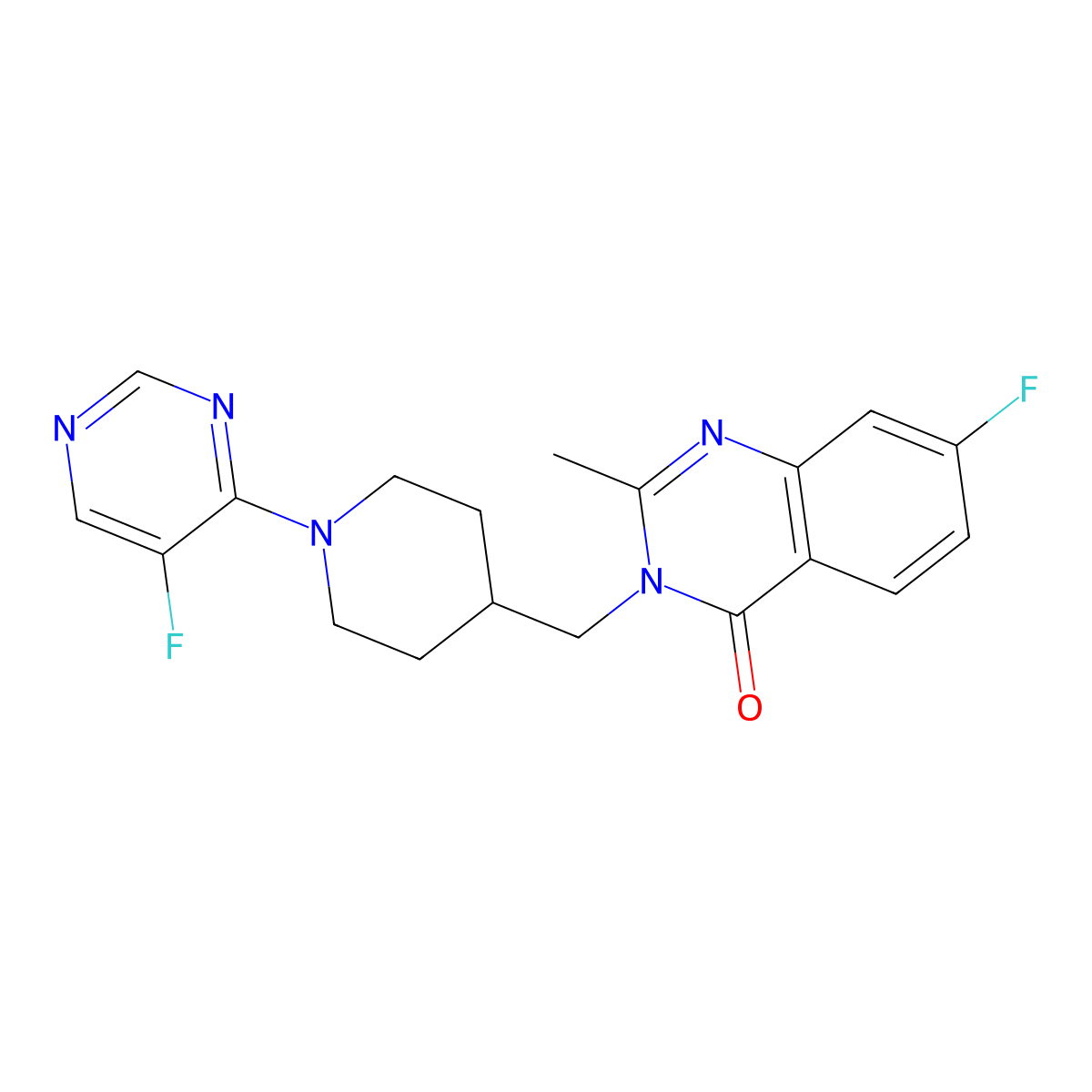7-Fluoro-3-{[1-(5-fluoropyrimidin-4-yl)piperidin-4-yl]methyl}-2-methyl-3,4-dihydroquinazolin-4-one molecular structure, CAS 2549034-96-8