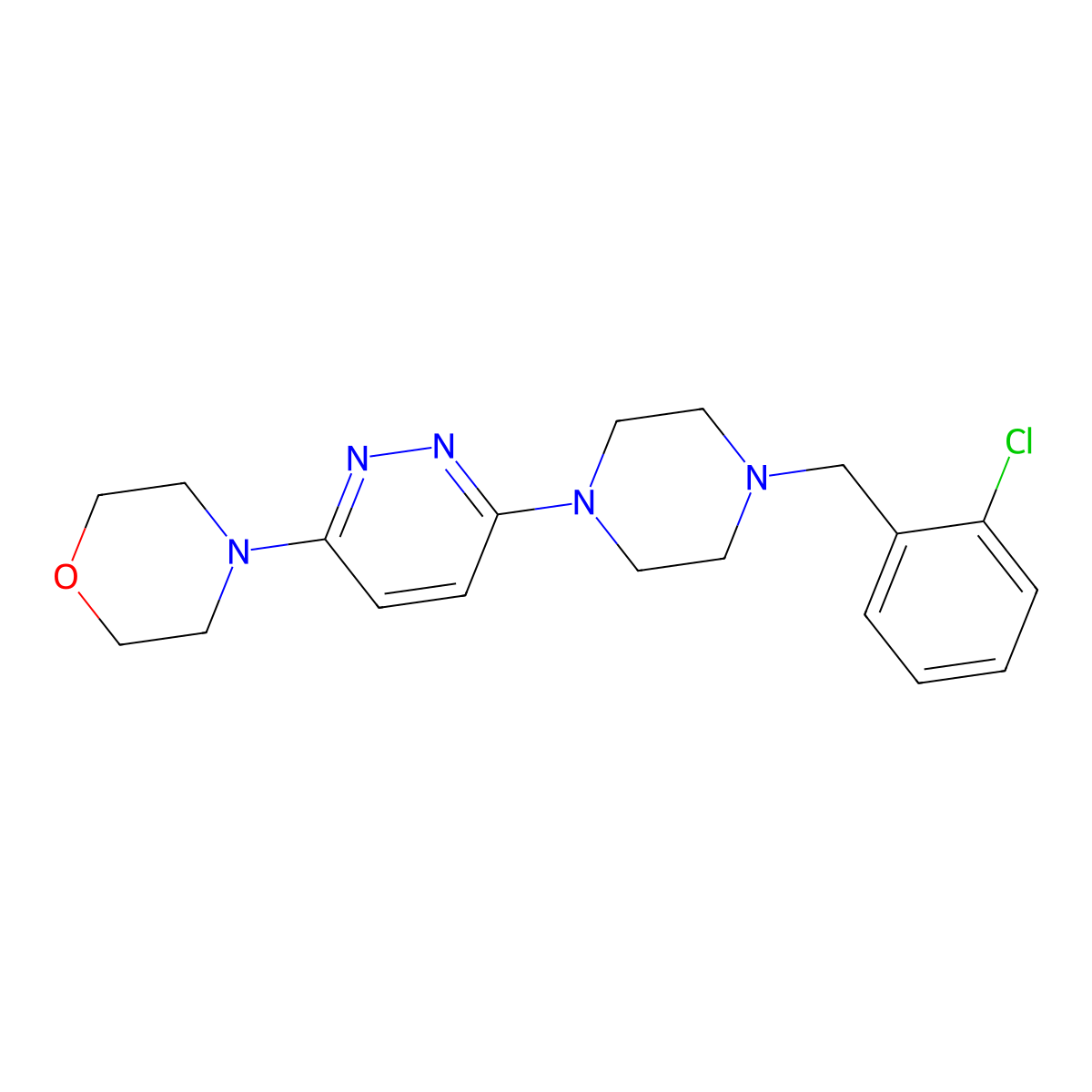 4-(6-{4-[(2-Chlorophenyl)methyl]piperazin-1-yl}pyridazin-3-yl)morpholine molecular structure, CAS 2549035-06-3