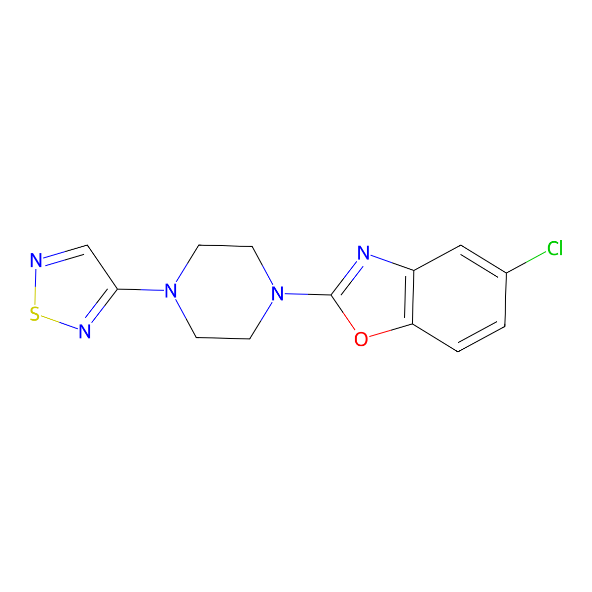 5-Chloro-2-[4-(1,2,5-thiadiazol-3-yl)piperazin-1-yl]-1,3-benzoxazole molecular structure, CAS 2549035-08-5