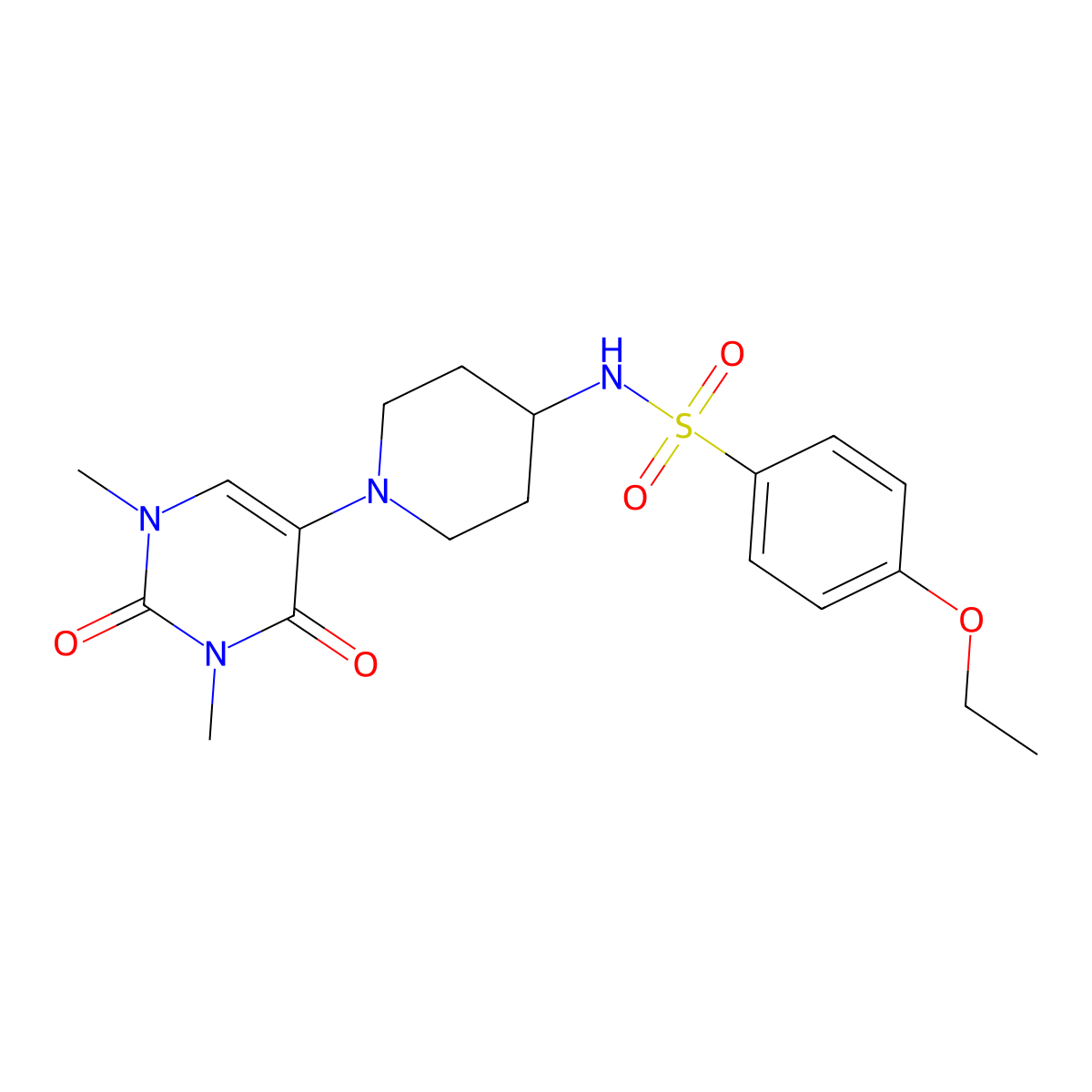 N-[1-(1,3-dimethyl-2,4-dioxo-1,2,3,4-tetrahydropyrimidin-5-yl)piperidin-4-yl]-4-ethoxybenzene-1-sulfonamide molecular structure, CAS 2549035-12-1