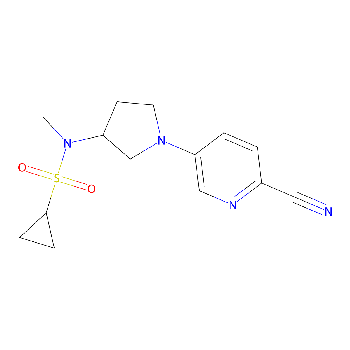 N-[1-(6-cyanopyridin-3-yl)pyrrolidin-3-yl]-N-methylcyclopropanesulfonamide molecular structure, CAS 2549035-20-1