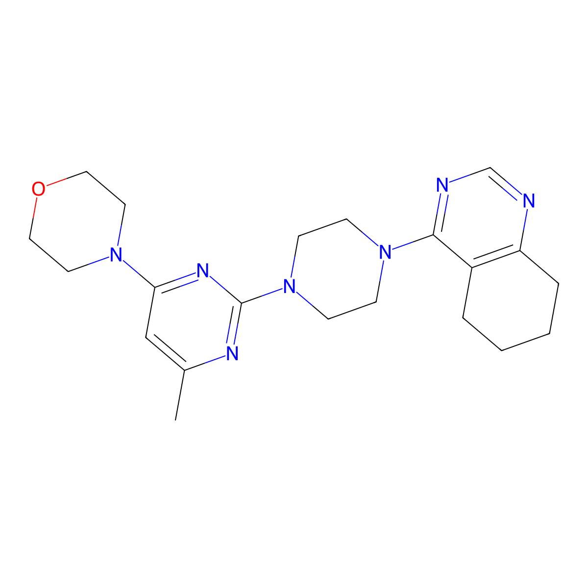 4-{4-[4-Methyl-6-(morpholin-4-yl)pyrimidin-2-yl]piperazin-1-yl}-5,6,7,8-tetrahydroquinazoline molecular structure, CAS 2549035-22-3
