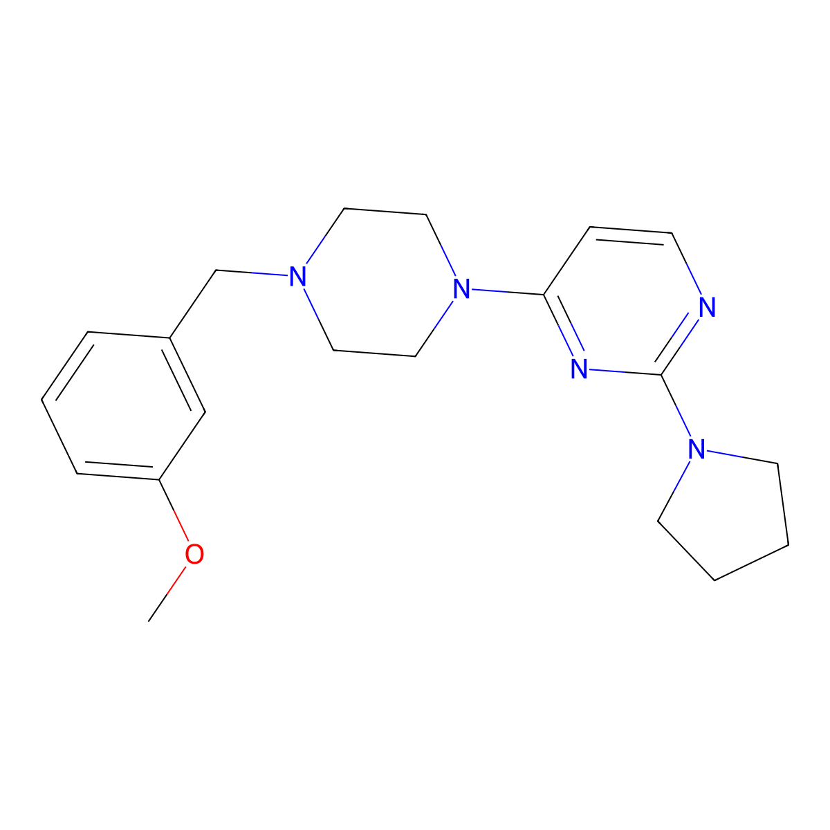 4-{4-[(3-Methoxyphenyl)methyl]piperazin-1-yl}-2-(pyrrolidin-1-yl)pyrimidine molecular structure, CAS 2549035-25-6