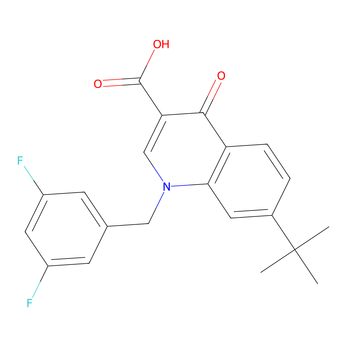 7-Tert-butyl-1-[(3,5-difluorophenyl)methyl]-4-oxo-1,4-dihydroquinoline-3-carboxylic acid molecular structure, CAS 2549035-27-8