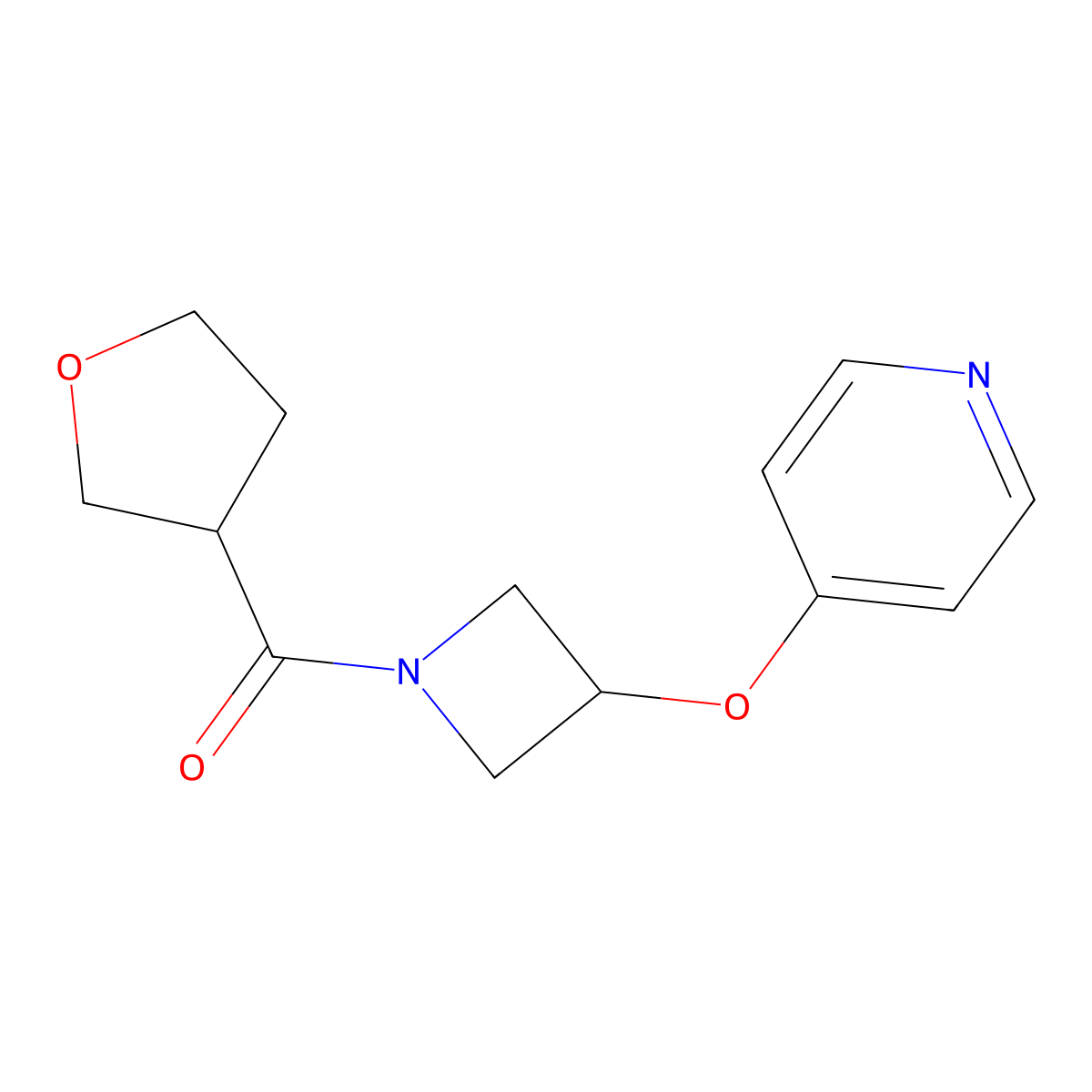 4-{[1-(Oxolane-3-carbonyl)azetidin-3-yl]oxy}pyridine molecular structure, CAS 2549035-28-9