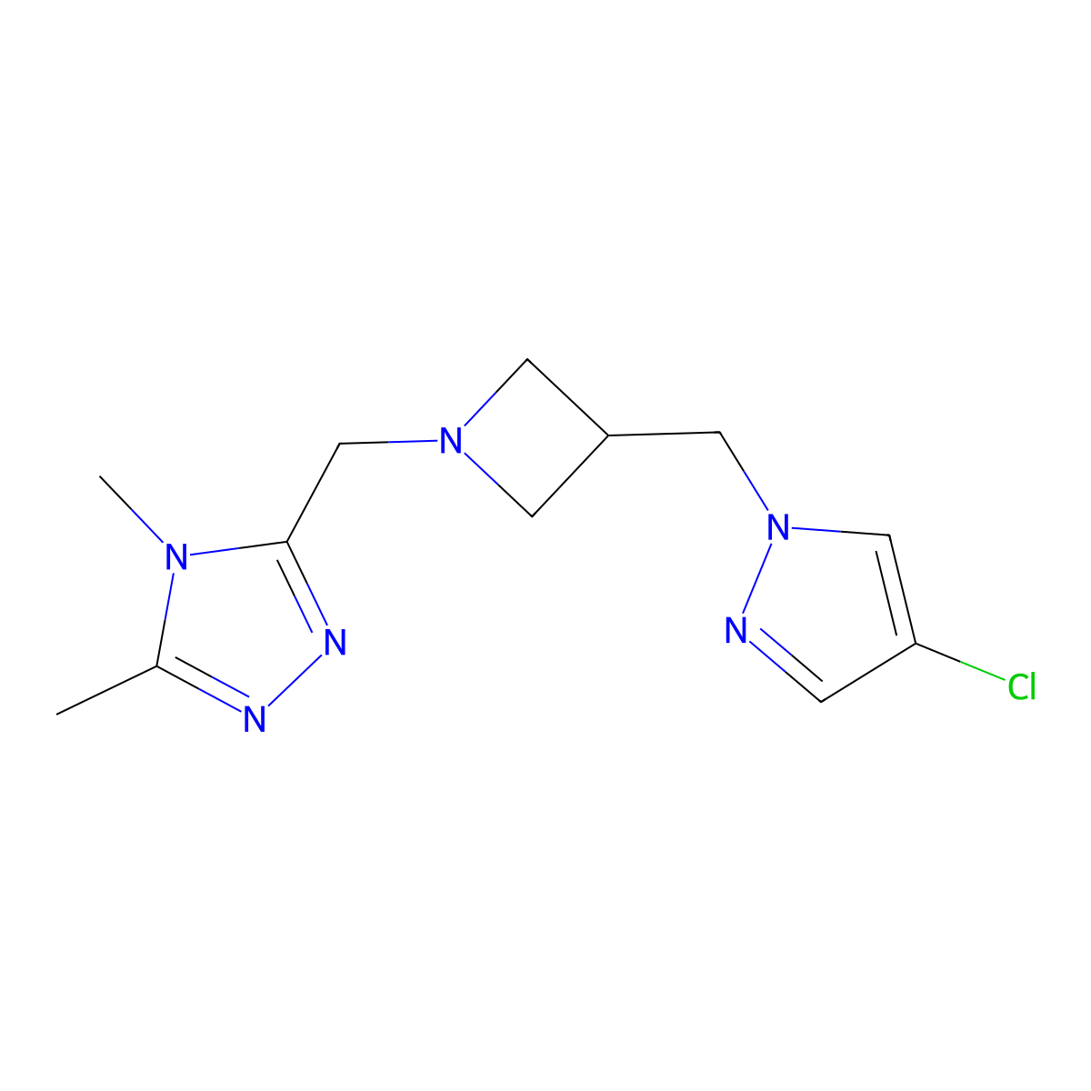 3-({3-[(4-chloro-1H-pyrazol-1-yl)methyl]azetidin-1-yl}methyl)-4,5-dimethyl-4H-1,2,4-triazole molecular structure, CAS 2549035-30-3