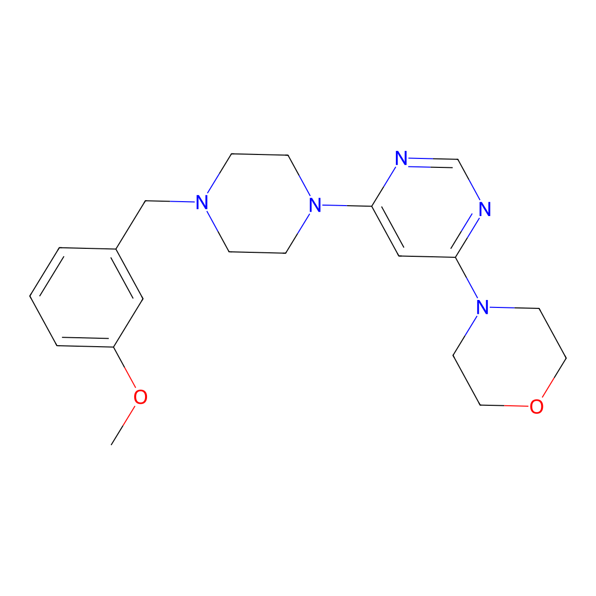4-(6-{4-[(3-Methoxyphenyl)methyl]piperazin-1-yl}pyrimidin-4-yl)morpholine molecular structure, CAS 2549035-33-6