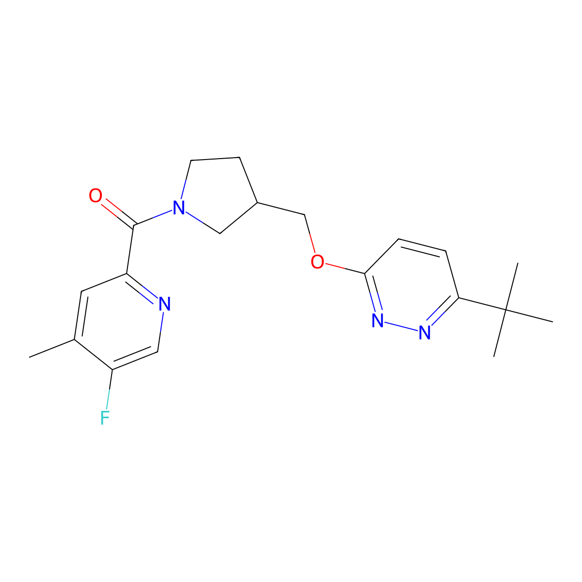 3-Tert-butyl-6-{[1-(5-fluoro-4-methylpyridine-2-carbonyl)pyrrolidin-3-yl]methoxy}pyridazine molecular structure, CAS 2549035-34-7
