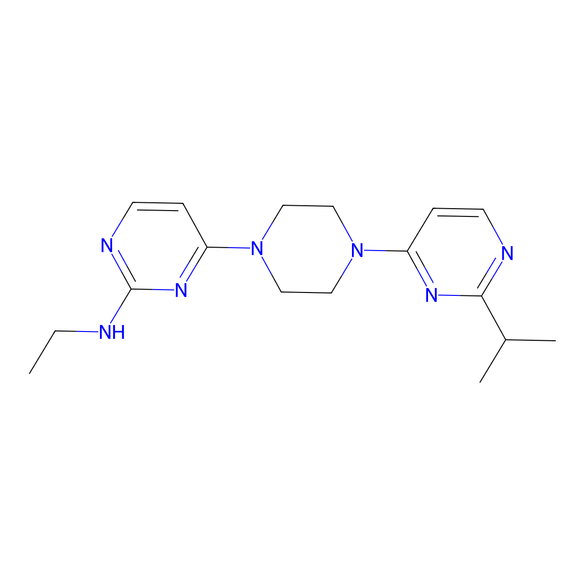 N-ethyl-4-{4-[2-(propan-2-yl)pyrimidin-4-yl]piperazin-1-yl}pyrimidin-2-amine molecular structure, CAS 2549035-36-9