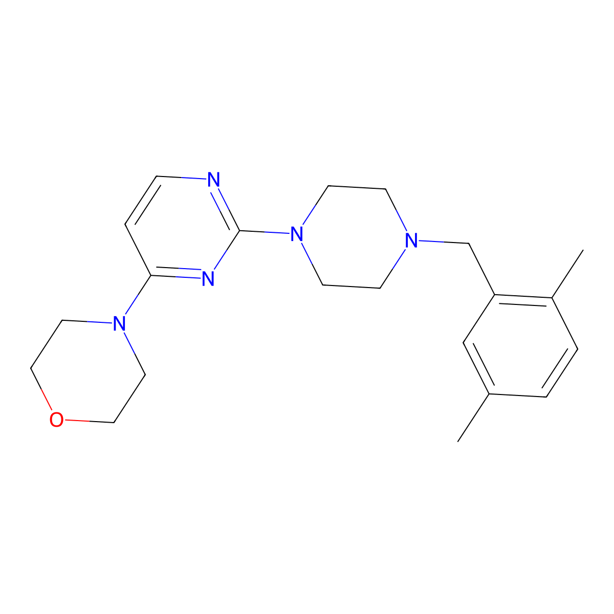 4-(2-{4-[(2,5-Dimethylphenyl)methyl]piperazin-1-yl}pyrimidin-4-yl)morpholine molecular structure, CAS 2549035-39-2