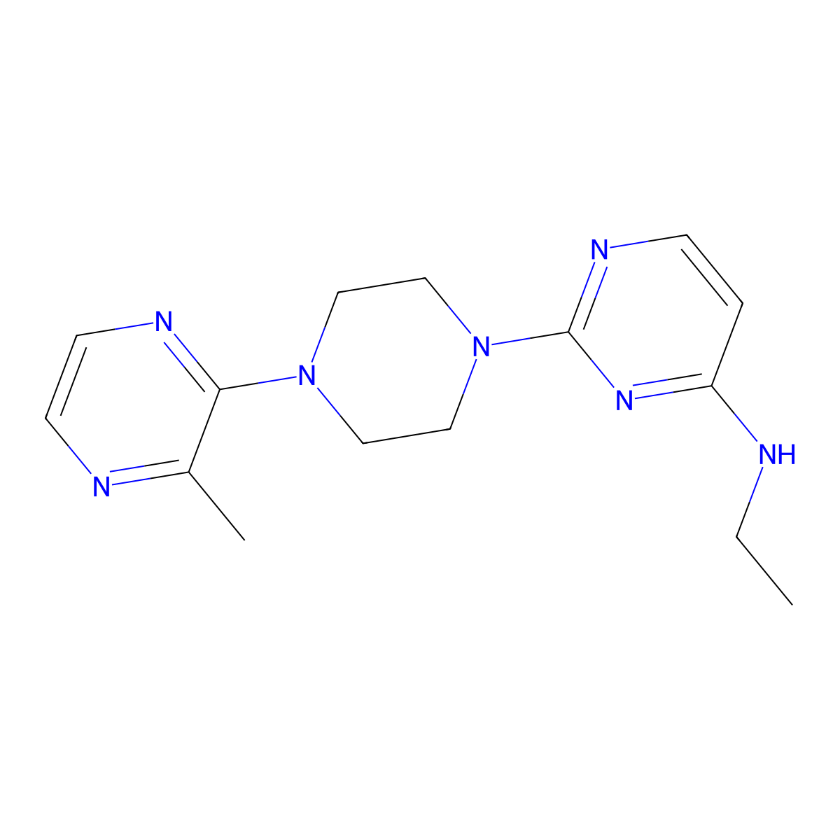 N-ethyl-2-[4-(3-methylpyrazin-2-yl)piperazin-1-yl]pyrimidin-4-amine molecular structure, CAS 2549035-43-8
