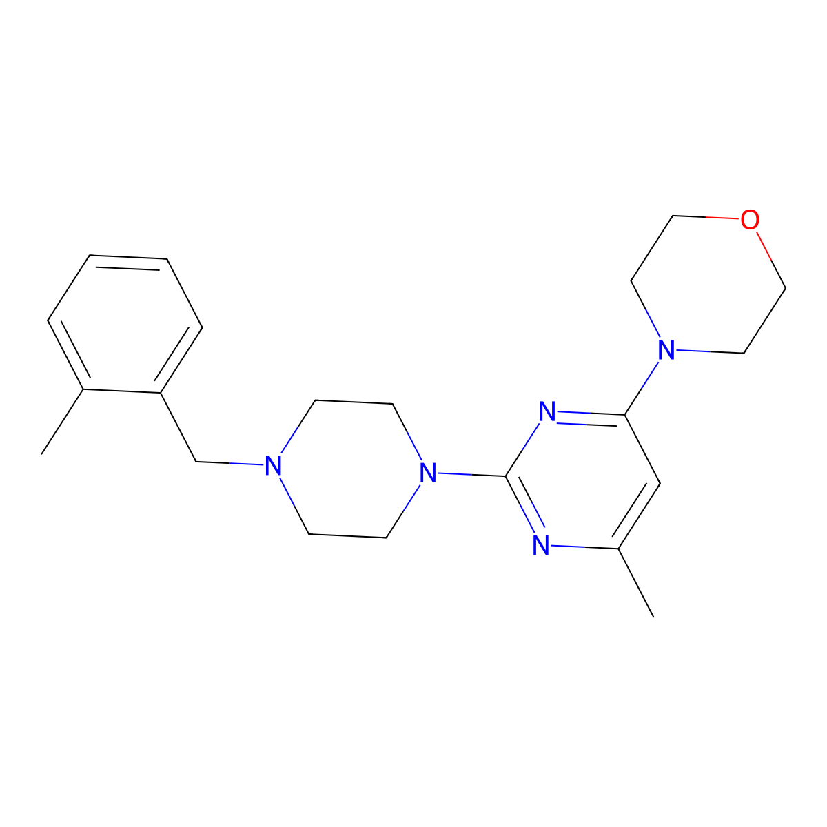 4-(6-Methyl-2-{4-[(2-methylphenyl)methyl]piperazin-1-yl}pyrimidin-4-yl)morpholine molecular structure, CAS 2549035-45-0