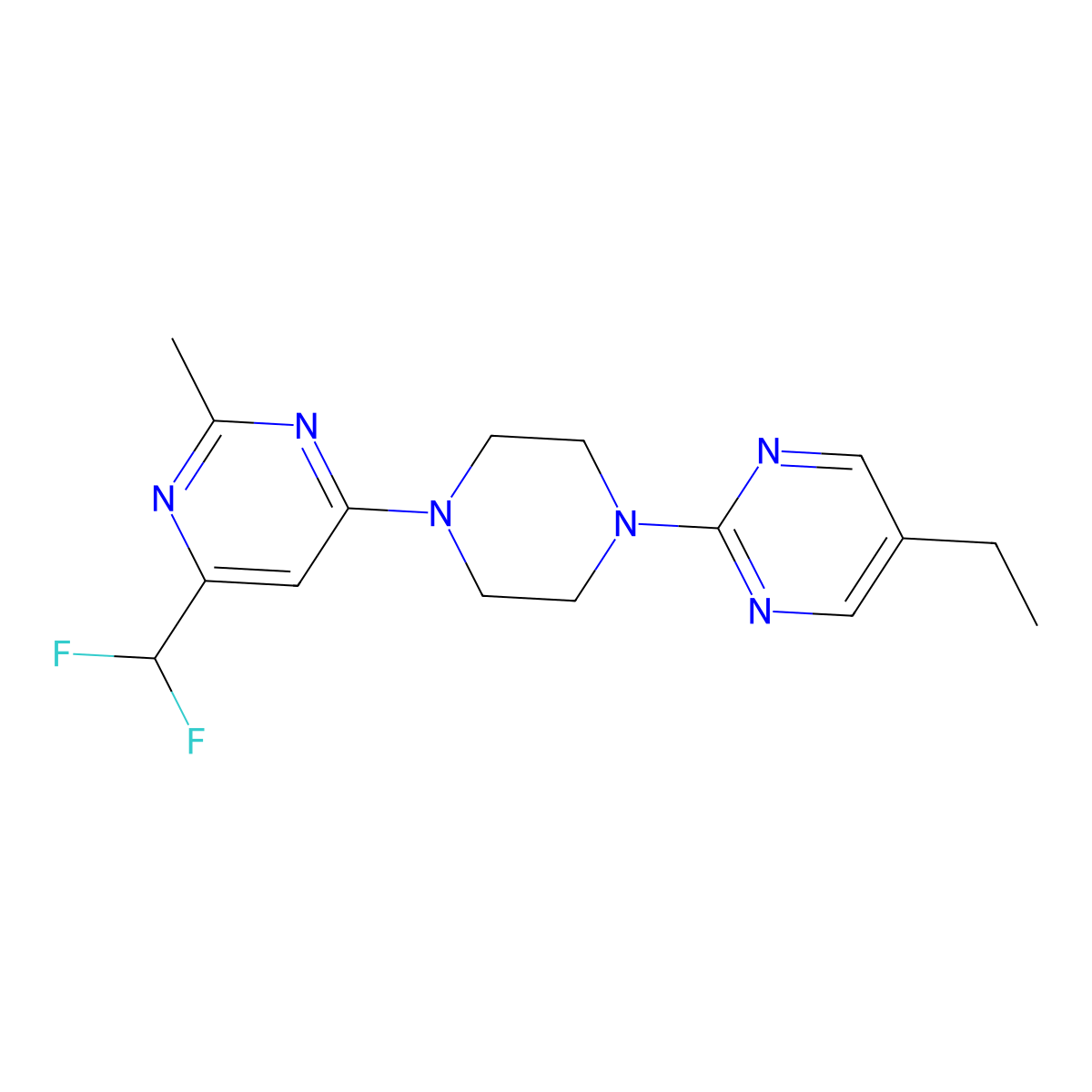 4-(Difluoromethyl)-6-[4-(5-ethylpyrimidin-2-yl)piperazin-1-yl]-2-methylpyrimidine molecular structure, CAS 2549035-46-1