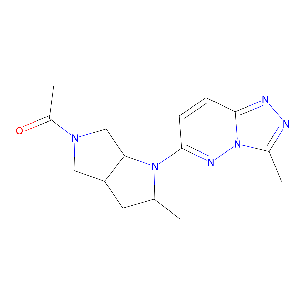 1-(2-Methyl-1-{3-methyl-[1,2,4]triazolo[4,3-b]pyridazin-6-yl}-octahydropyrrolo[2,3-c]pyrrol-5-yl)ethan-1-one molecular structure, CAS 2549035-51-8