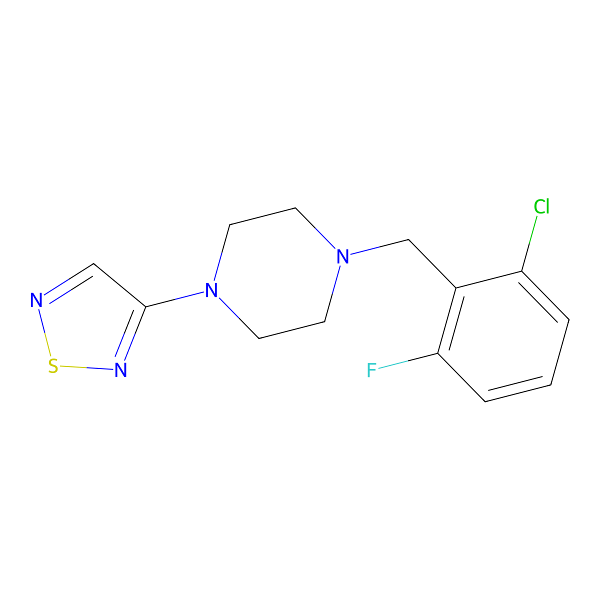 1-[(2-Chloro-6-fluorophenyl)methyl]-4-(1,2,5-thiadiazol-3-yl)piperazine molecular structure, CAS 2549035-58-5
