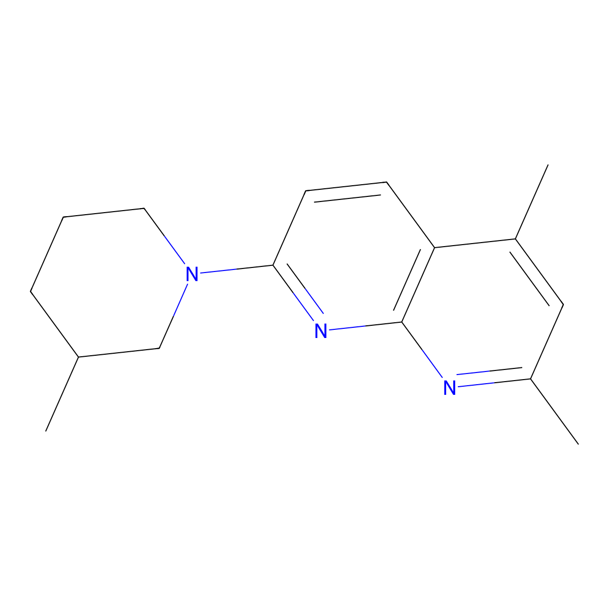 2,4-Dimethyl-7-(3-methylpiperidin-1-yl)-1,8-naphthyridine molecular structure, CAS 2549035-62-1