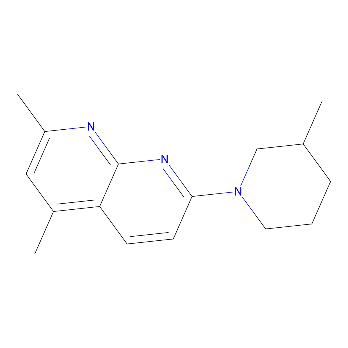 2,4-Dimethyl-7-(3-methylpiperidin-1-yl)-1,8-naphthyridine molecular structure, CAS 2549035-62-1