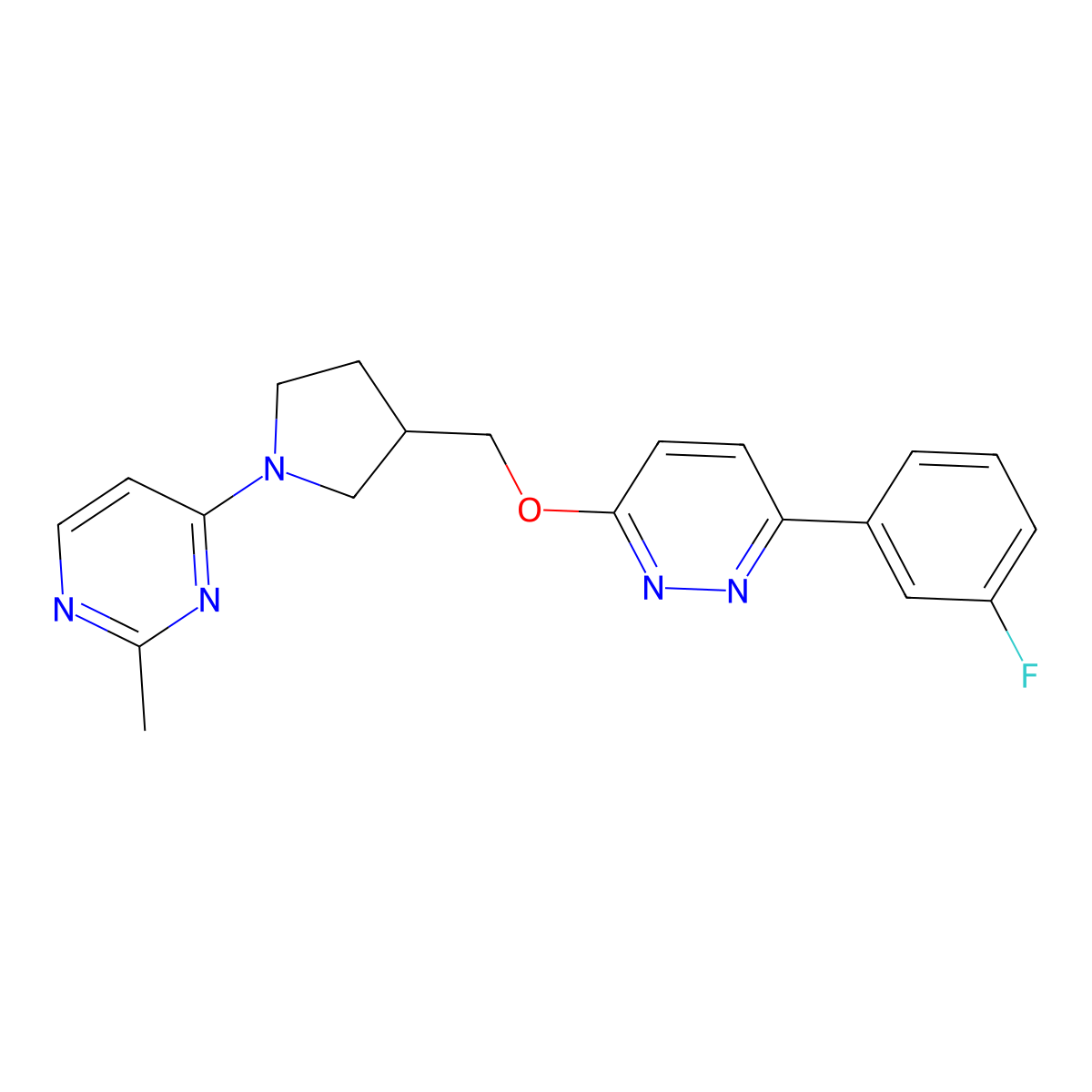 4-[3-({[6-(3-Fluorophenyl)pyridazin-3-yl]oxy}methyl)pyrrolidin-1-yl]-2-methylpyrimidine molecular structure, CAS 2549035-77-8