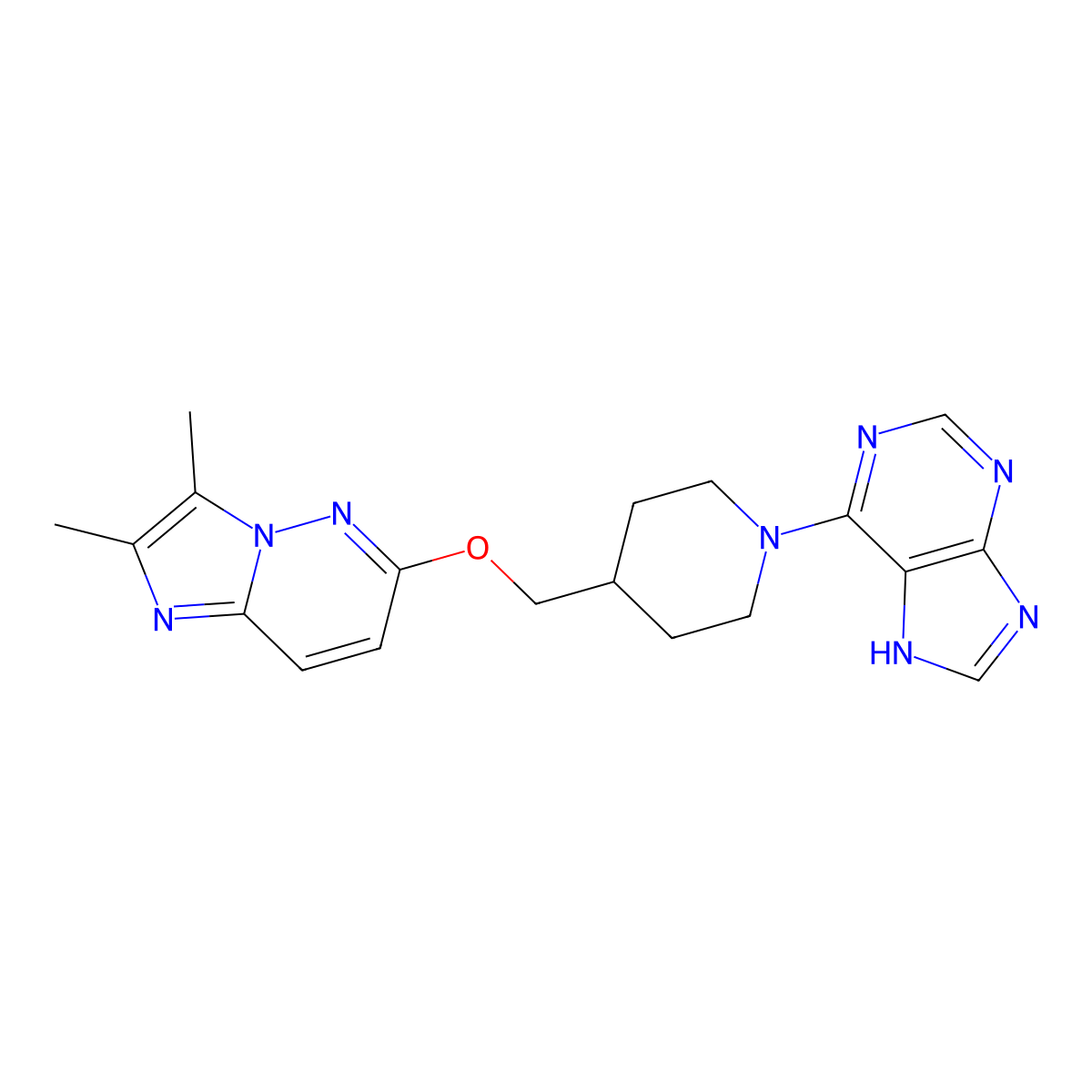 6-{4-[({2,3-dimethylimidazo[1,2-b]pyridazin-6-yl}oxy)methyl]piperidin-1-yl}-9H-purine molecular structure, CAS 2549035-80-3