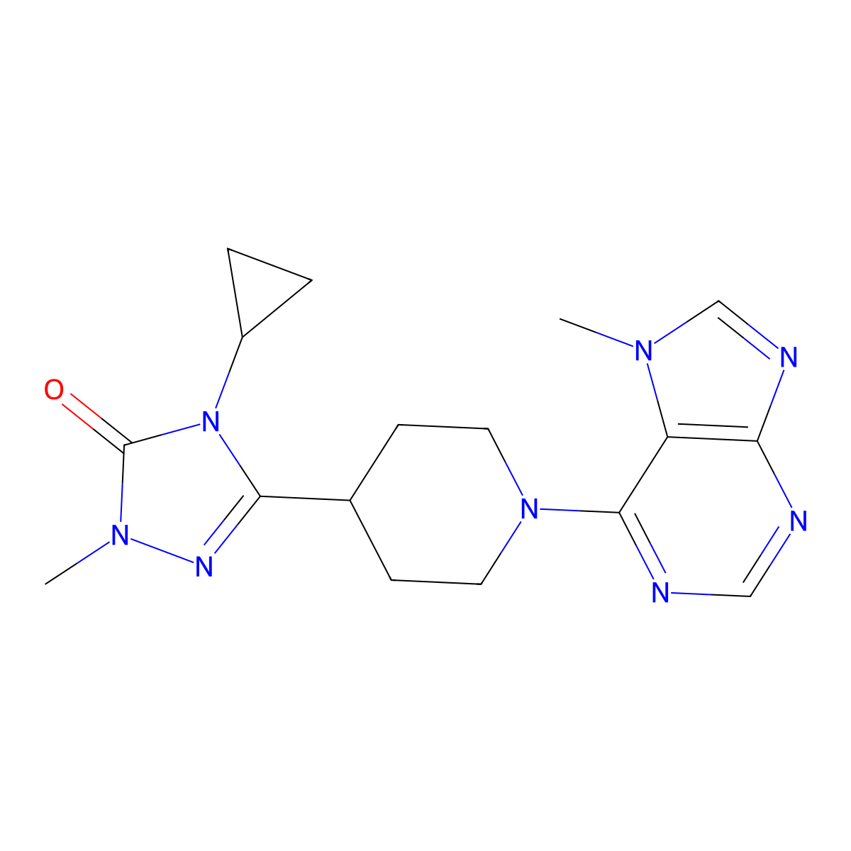 4-cyclopropyl-1-methyl-3-[1-(7-methyl-7H-purin-6-yl)piperidin-4-yl]-4,5-dihydro-1H-1,2,4-triazol-5-one molecular structure, CAS 2549035-81-4