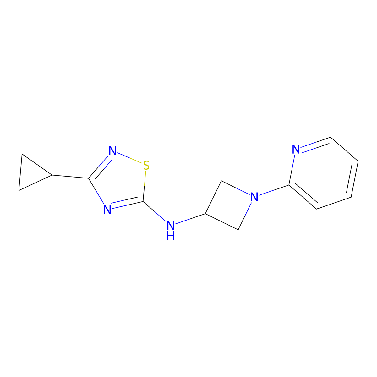 3-cyclopropyl-N-[1-(pyridin-2-yl)azetidin-3-yl]-1,2,4-thiadiazol-5-amine molecular structure, CAS 2549035-83-6