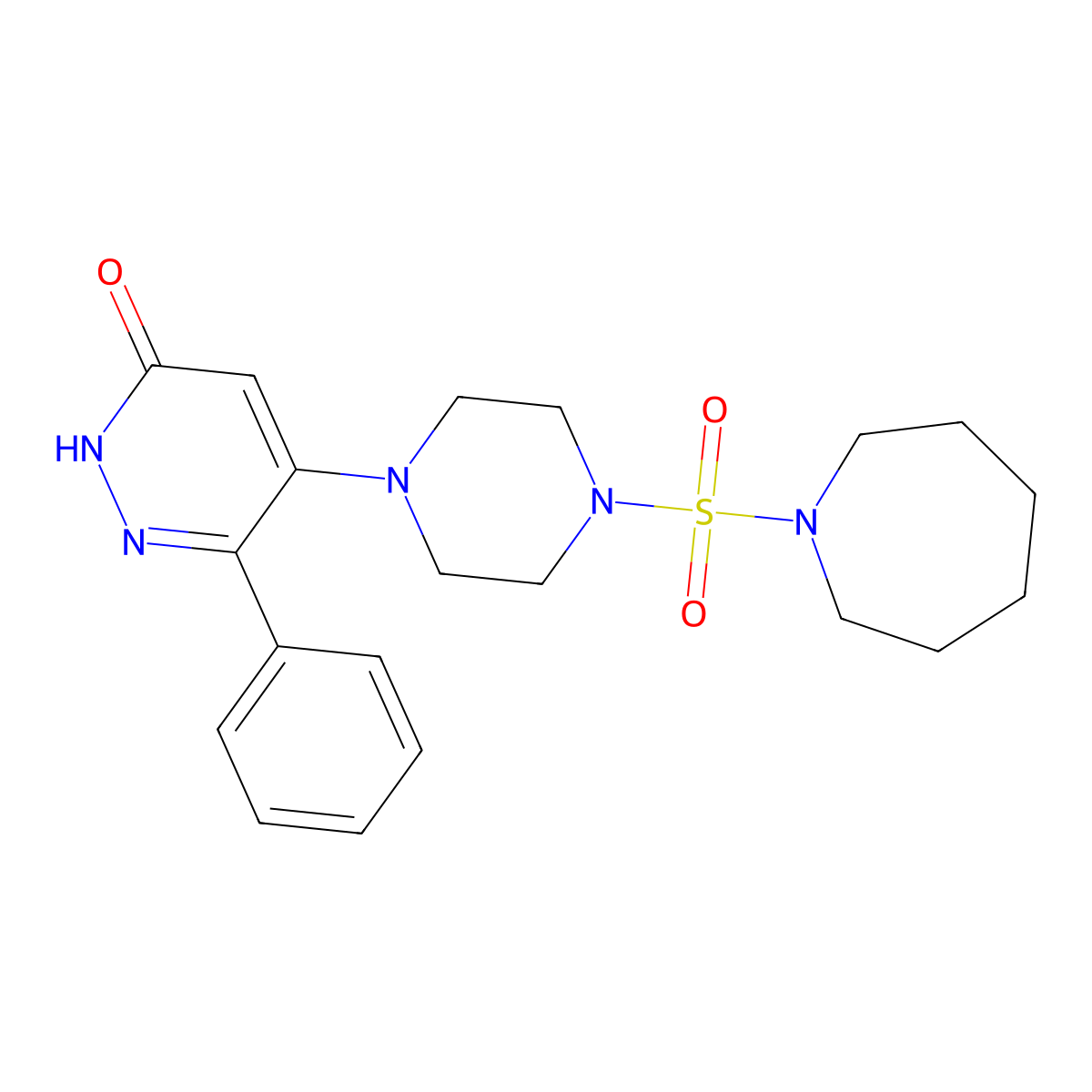 5-[4-(Azepane-1-sulfonyl)piperazin-1-yl]-6-phenyl-2,3-dihydropyridazin-3-one molecular structure, CAS 2549035-84-7