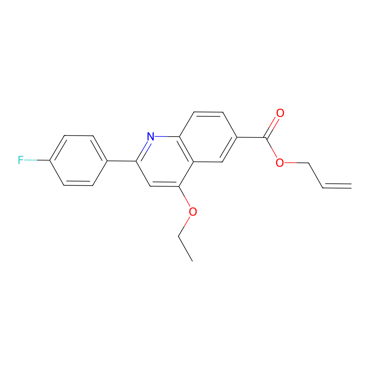 Prop-2-en-1-yl 4-ethoxy-2-(4-fluorophenyl)quinoline-6-carboxylate molecular structure, CAS 2549035-86-9