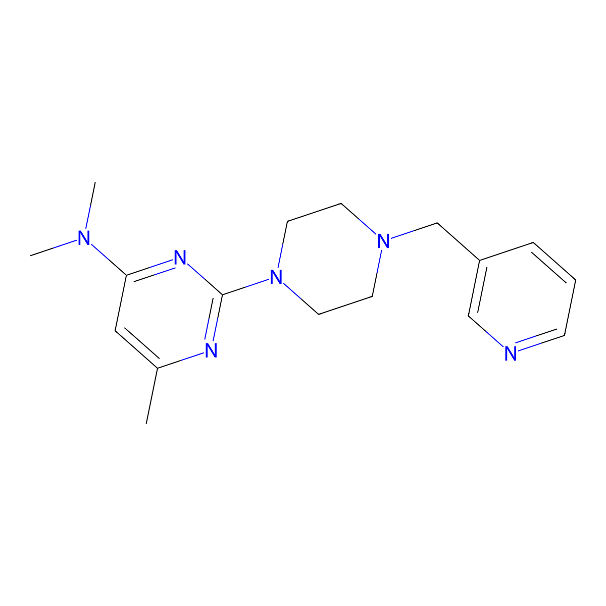 N,N,6-trimethyl-2-{4-[(pyridin-3-yl)methyl]piperazin-1-yl}pyrimidin-4-amine molecular structure, CAS 2549035-87-0
