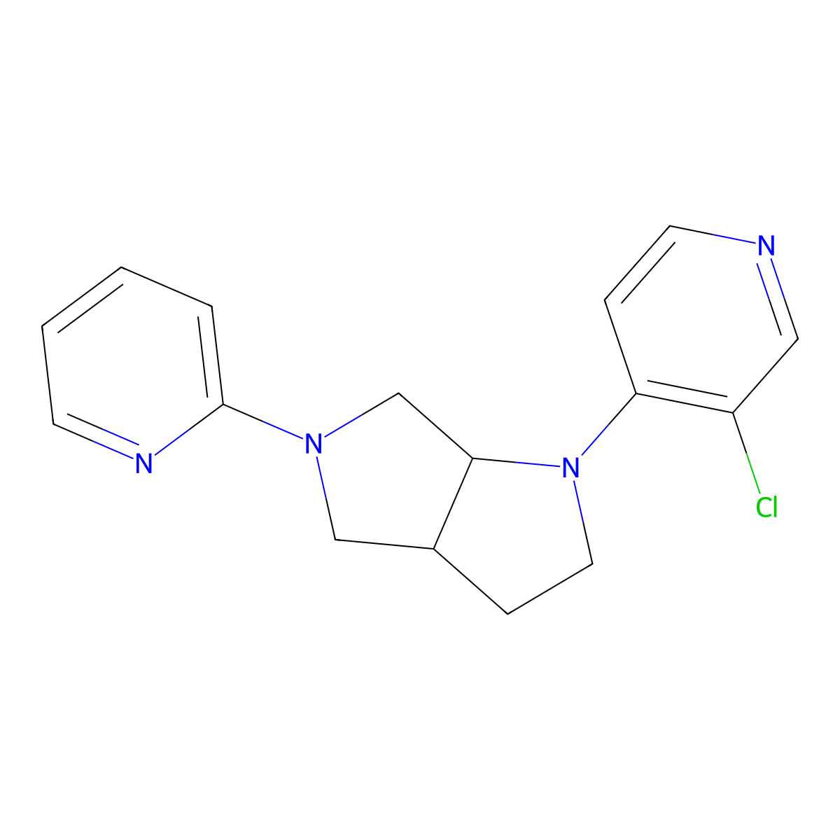 3-Chloro-4-[5-(pyridin-2-yl)-octahydropyrrolo[3,4-b]pyrrol-1-yl]pyridine molecular structure, CAS 2549035-88-1