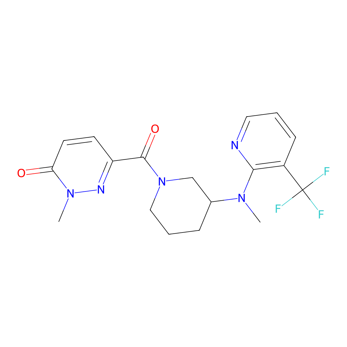 2-Methyl-6-(3-{methyl[3-(trifluoromethyl)pyridin-2-yl]amino}piperidine-1-carbonyl)-2,3-dihydropyridazin-3-one molecular structure, CAS 2549036-00-0