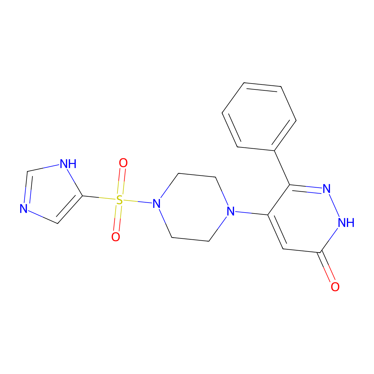 5-[4-(1H-imidazole-4-sulfonyl)piperazin-1-yl]-6-phenyl-2,3-dihydropyridazin-3-one molecular structure, CAS 2549036-04-4