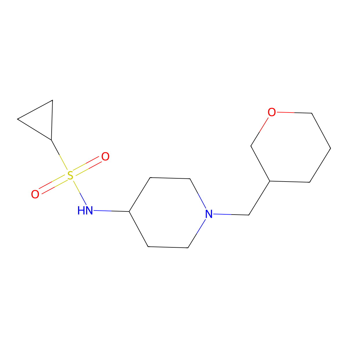 N-{1-[(oxan-3-yl)methyl]piperidin-4-yl}cyclopropanesulfonamide molecular structure, CAS 2549036-06-6