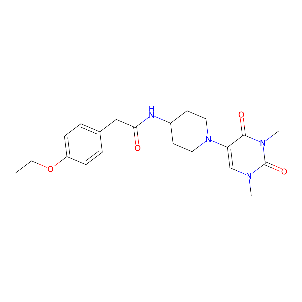 N-[1-(1,3-dimethyl-2,4-dioxo-1,2,3,4-tetrahydropyrimidin-5-yl)piperidin-4-yl]-2-(4-ethoxyphenyl)acetamide molecular structure, CAS 2549036-08-8