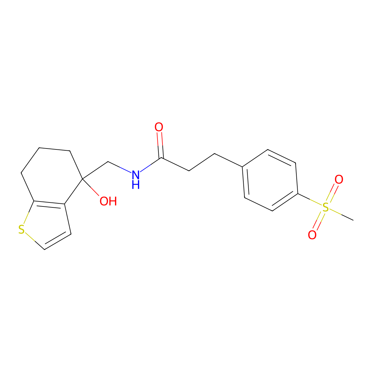 N-[(4-hydroxy-4,5,6,7-tetrahydro-1-benzothiophen-4-yl)methyl]-3-(4-methanesulfonylphenyl)propanamide molecular structure, CAS 2549036-12-4