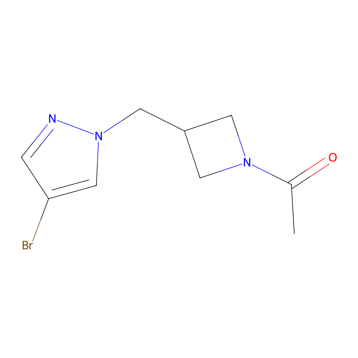 1-{3-[(4-bromo-1H-pyrazol-1-yl)methyl]azetidin-1-yl}ethan-1-one molecular structure, CAS 2549036-16-8