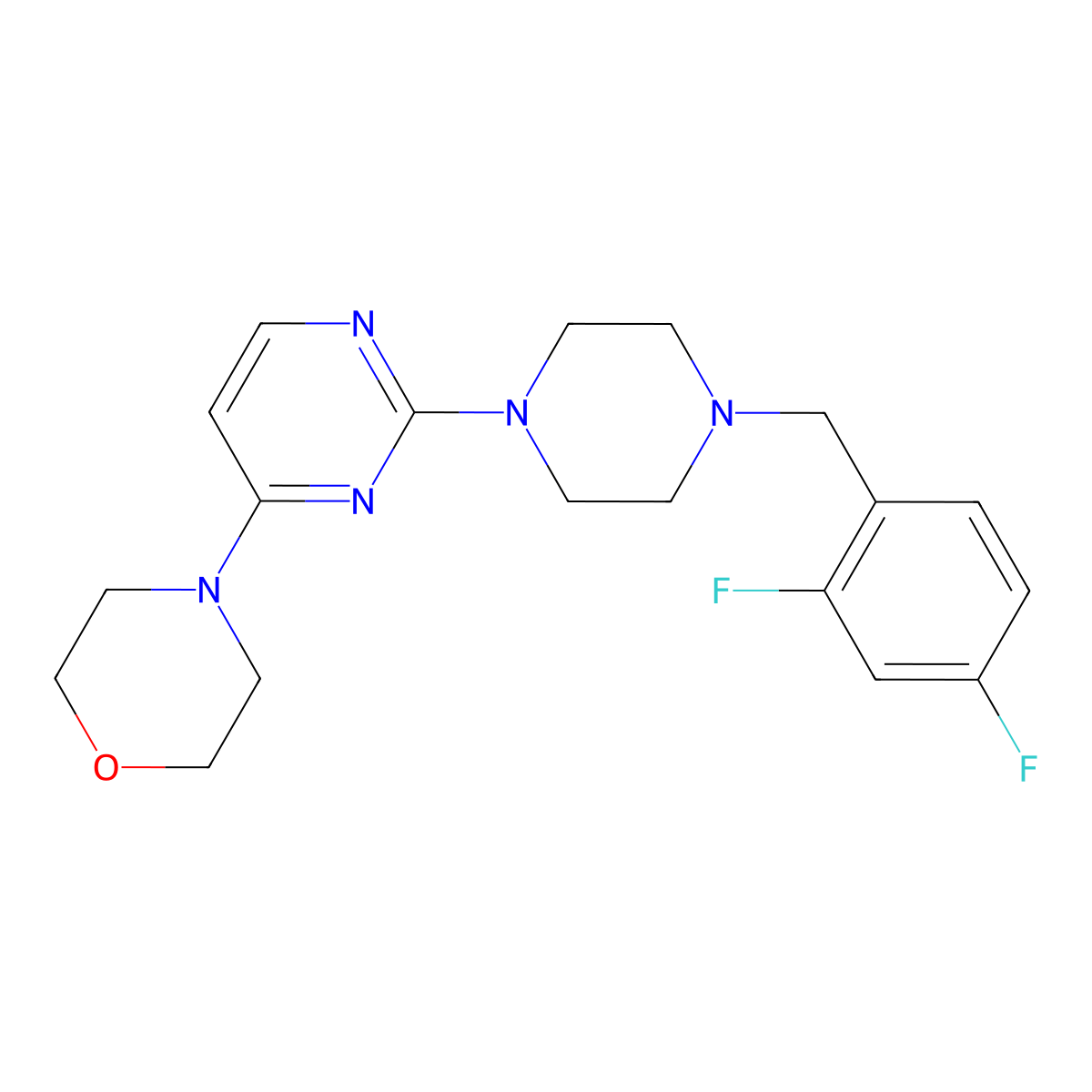 4-(2-{4-[(2,4-Difluorophenyl)methyl]piperazin-1-yl}pyrimidin-4-yl)morpholine molecular structure, CAS 2549036-17-9