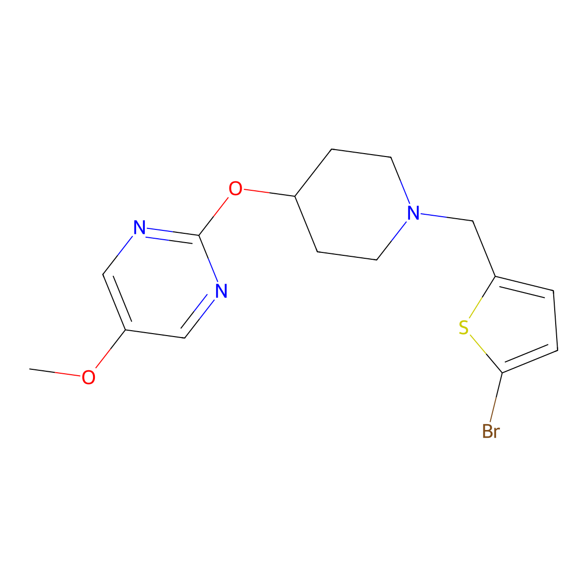 2-({1-[(5-Bromothiophen-2-yl)methyl]piperidin-4-yl}oxy)-5-methoxypyrimidine molecular structure, CAS 2549036-20-4