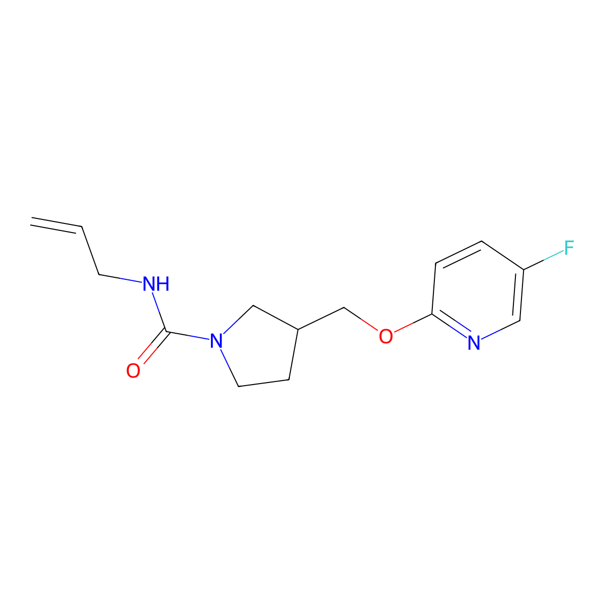 3-{[(5-fluoropyridin-2-yl)oxy]methyl}-N-(prop-2-en-1-yl)pyrrolidine-1-carboxamide molecular structure, CAS 2549036-22-6