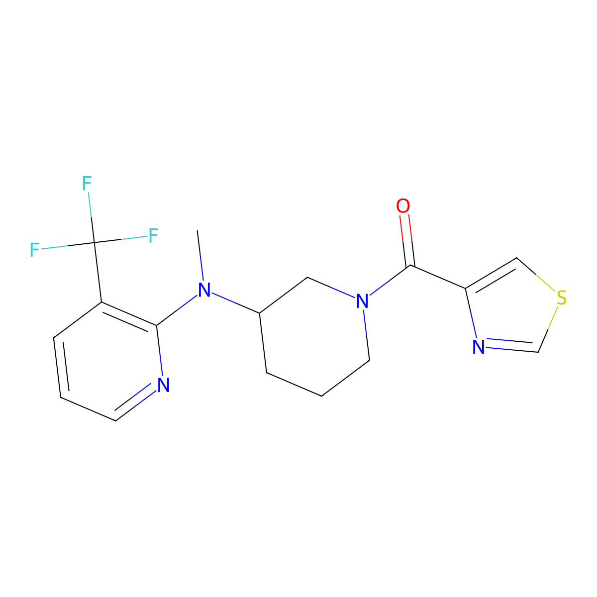 N-methyl-N-[1-(1,3-thiazole-4-carbonyl)piperidin-3-yl]-3-(trifluoromethyl)pyridin-2-amine molecular structure, CAS 2549036-24-8